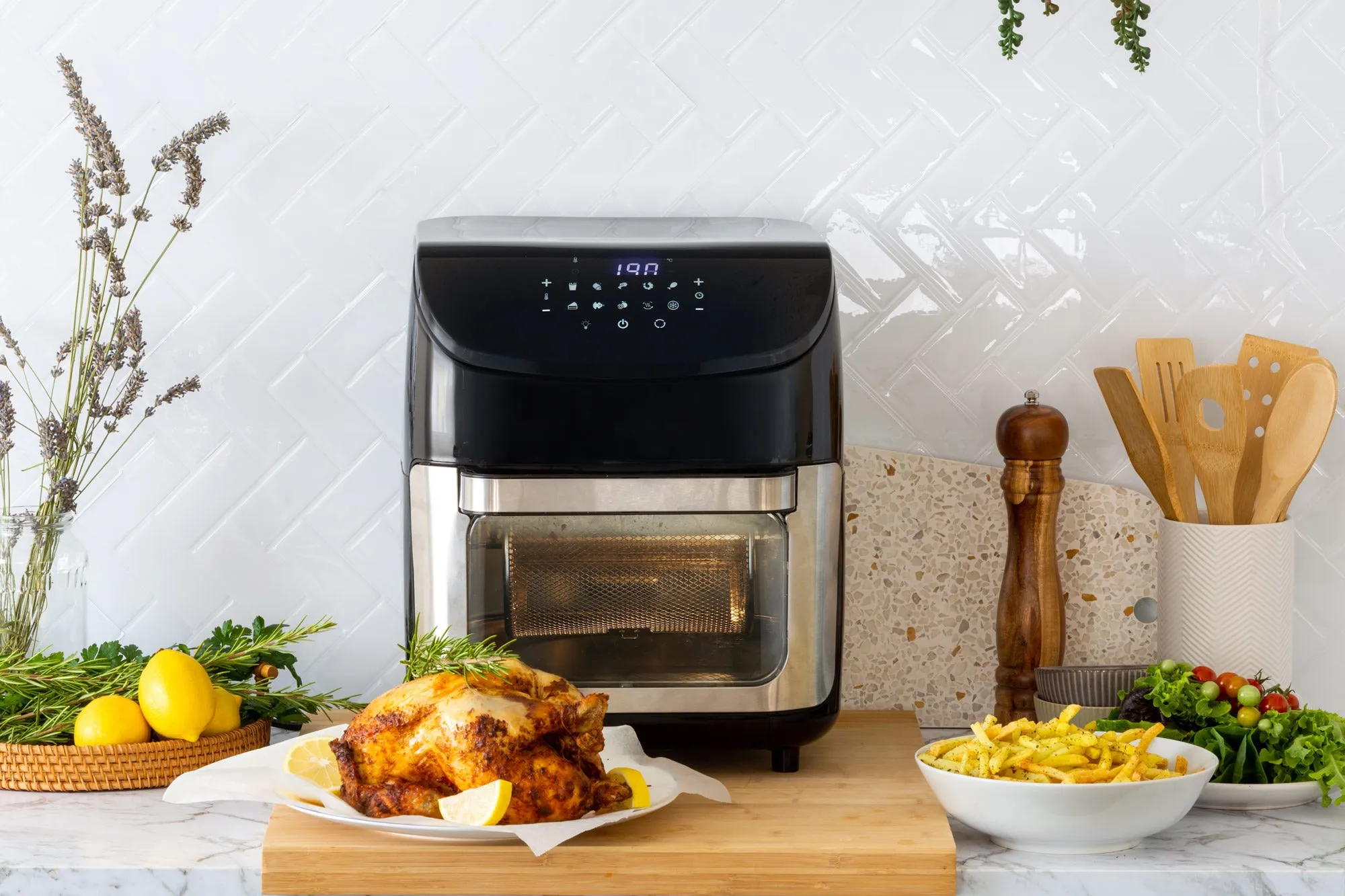 12L Digital Air Fryer Oven w/ 200C, 7 Cooking Settings & Rotisserie Function