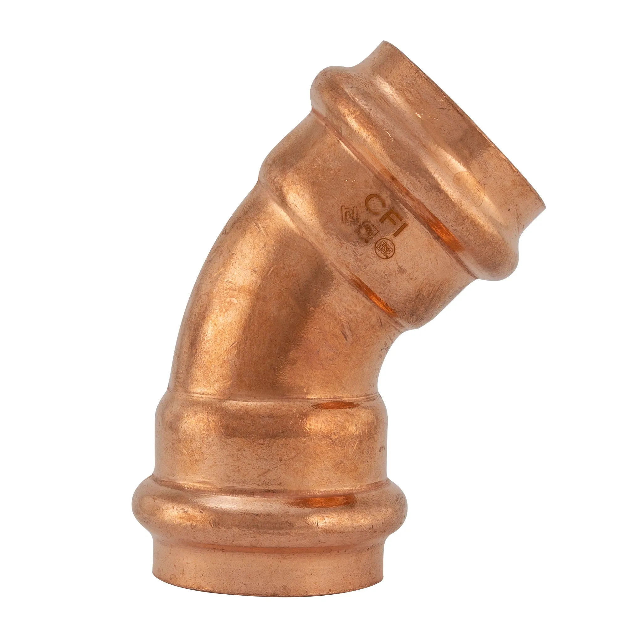 1/2" Press Copper 45° Elbow Fitting (P x P) Low Lead ProPress Compatible