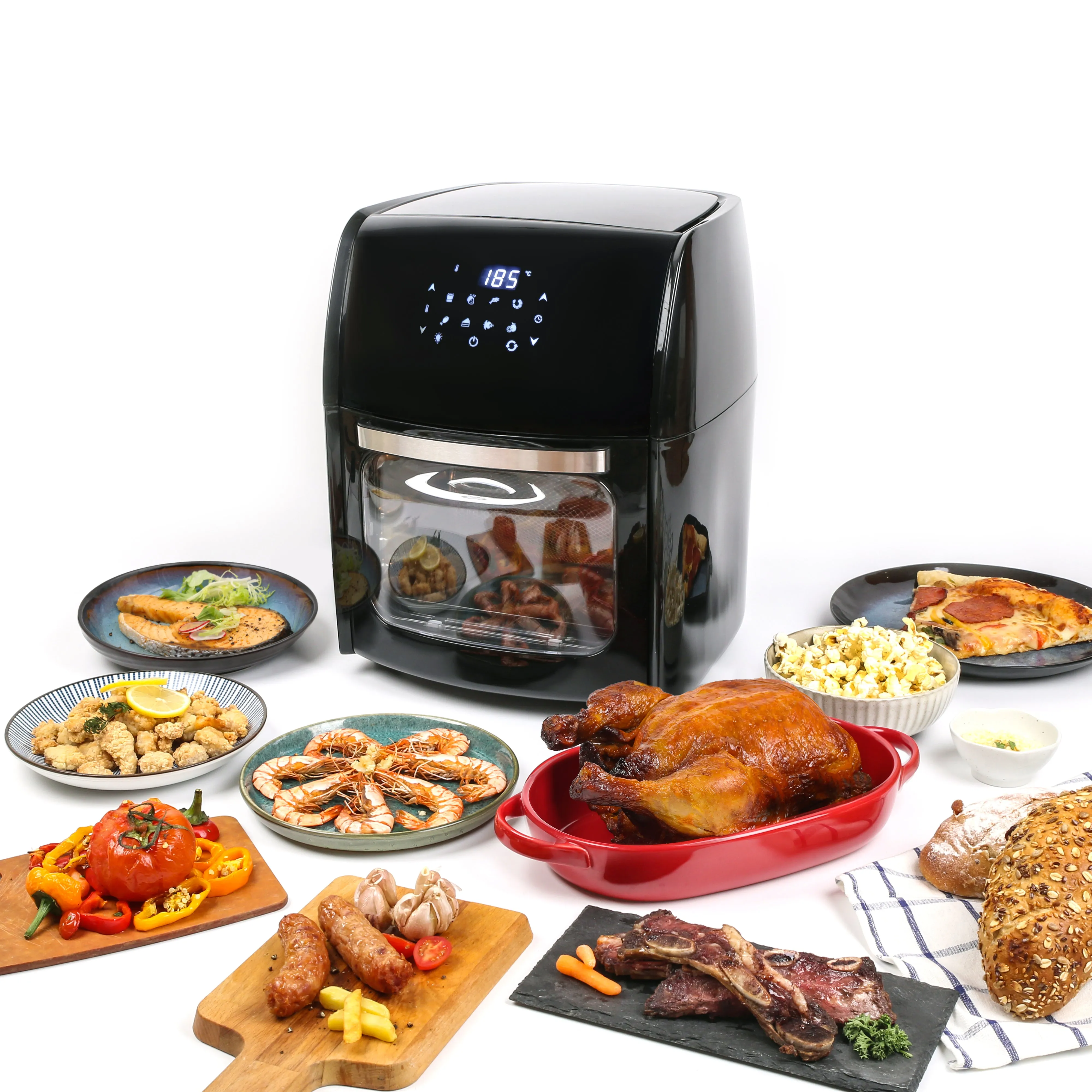 14L Digital Turbo Air Fryer Cooker w/Rotisserie & 8 Programs