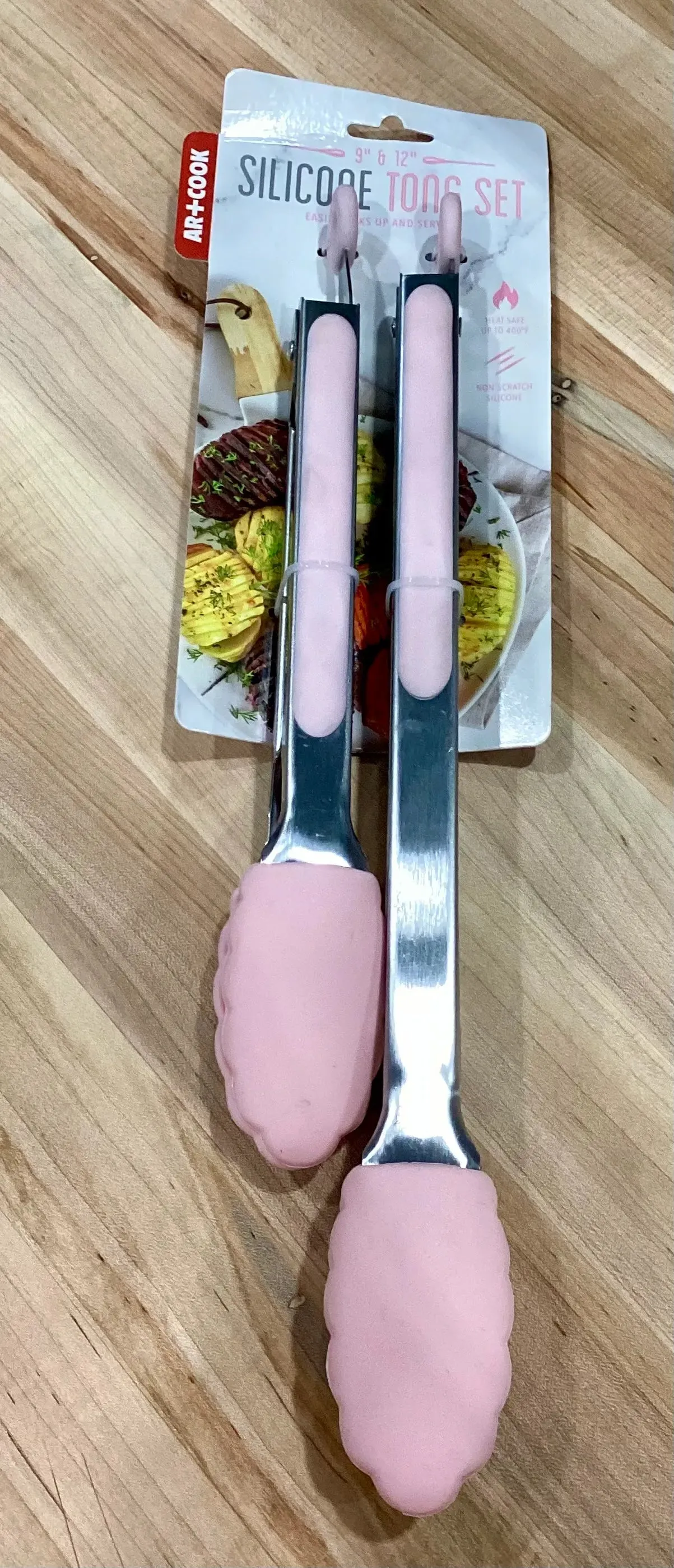 2 Piece 9" and 12" Tongs Set - Pink