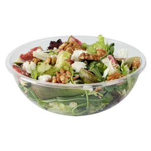 21 oz Round Clear Plastic Salad Bowl - 6 3/4" x 6 3/4" x 2 1/2" - 200 count box