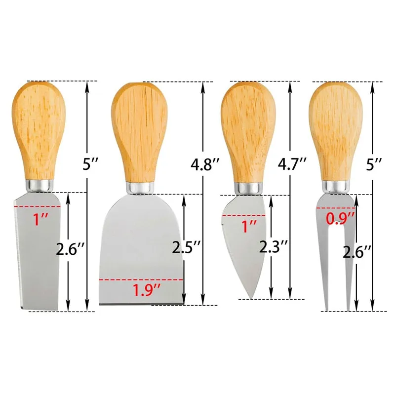 4 Cheese Knives Set-Mini Knife, Butter Knife, Spatula & Fork