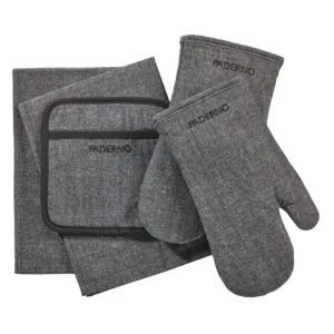 5-Piece Kitchen Linen Set, Charcoal Grey