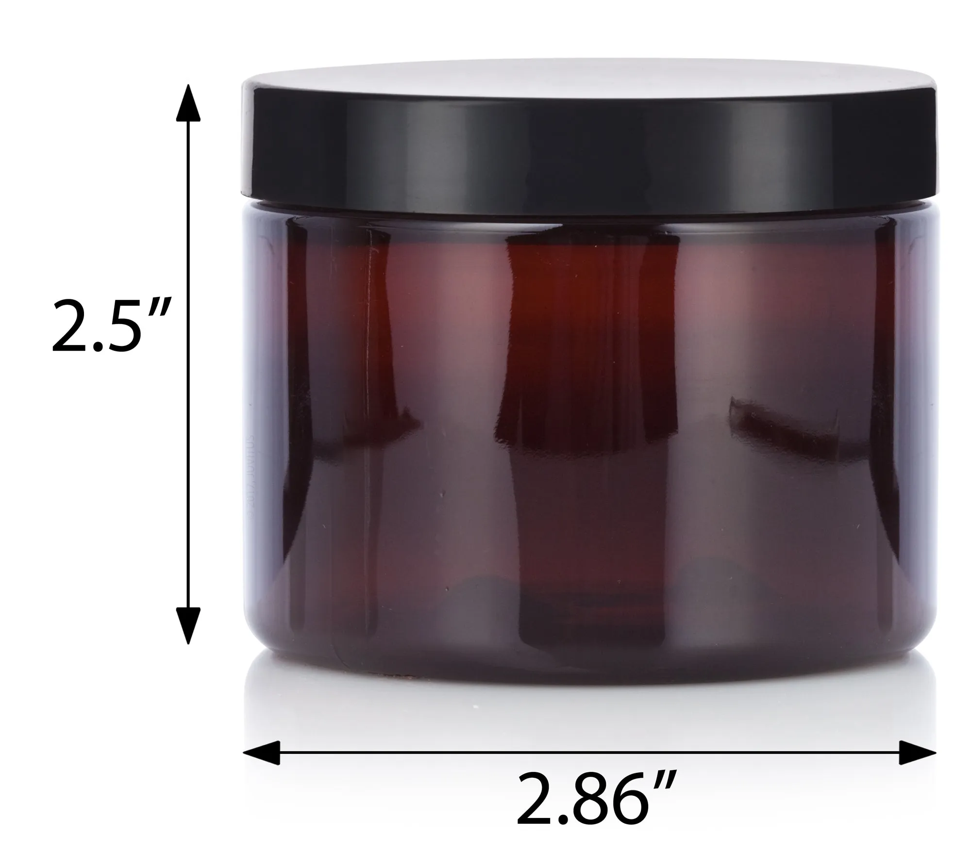 6 oz Amber Plastic Low Profile Jar with Black Foam Lined Lid (12 Pack)