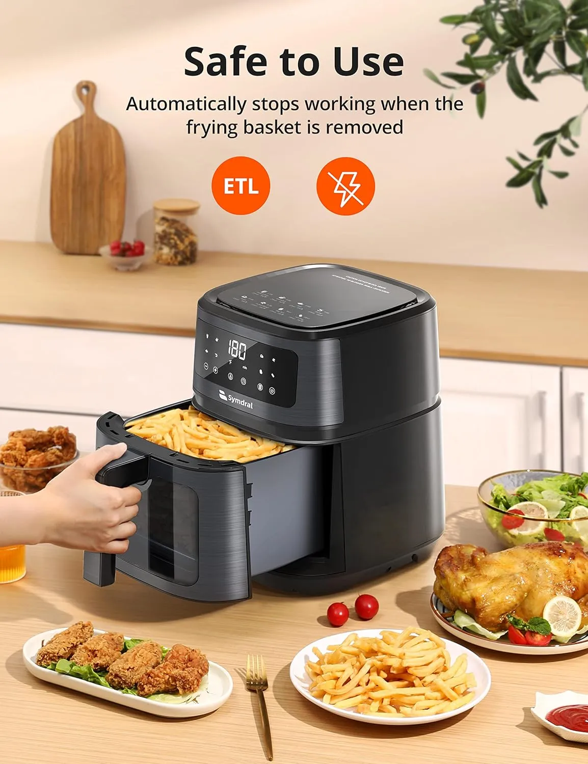 8-in-1 Air Fryer with 5.3 Quart Capacity, Visible Cooking Window and LCD Touch Screen