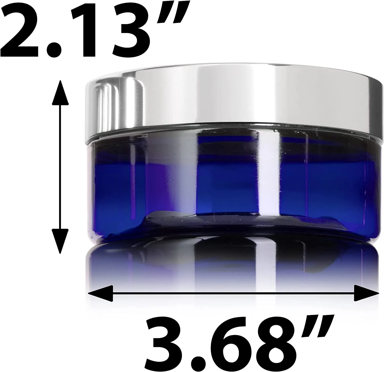 8 oz Cobalt Blue PET Plastic Low Profile Jar with Silver Metal Overshell Lid (12 Pack)