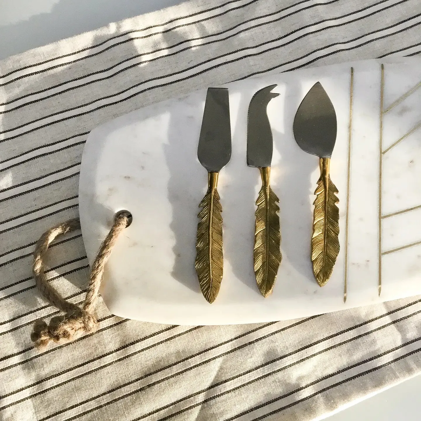 Alu-Gold Leaf Cheese Knives, Set of Three