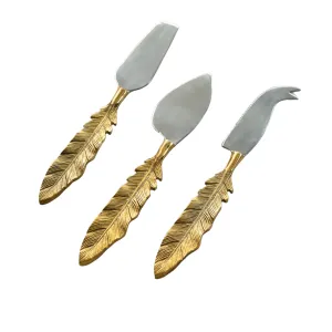 Alu-Gold Leaf Cheese Knives, Set of Three