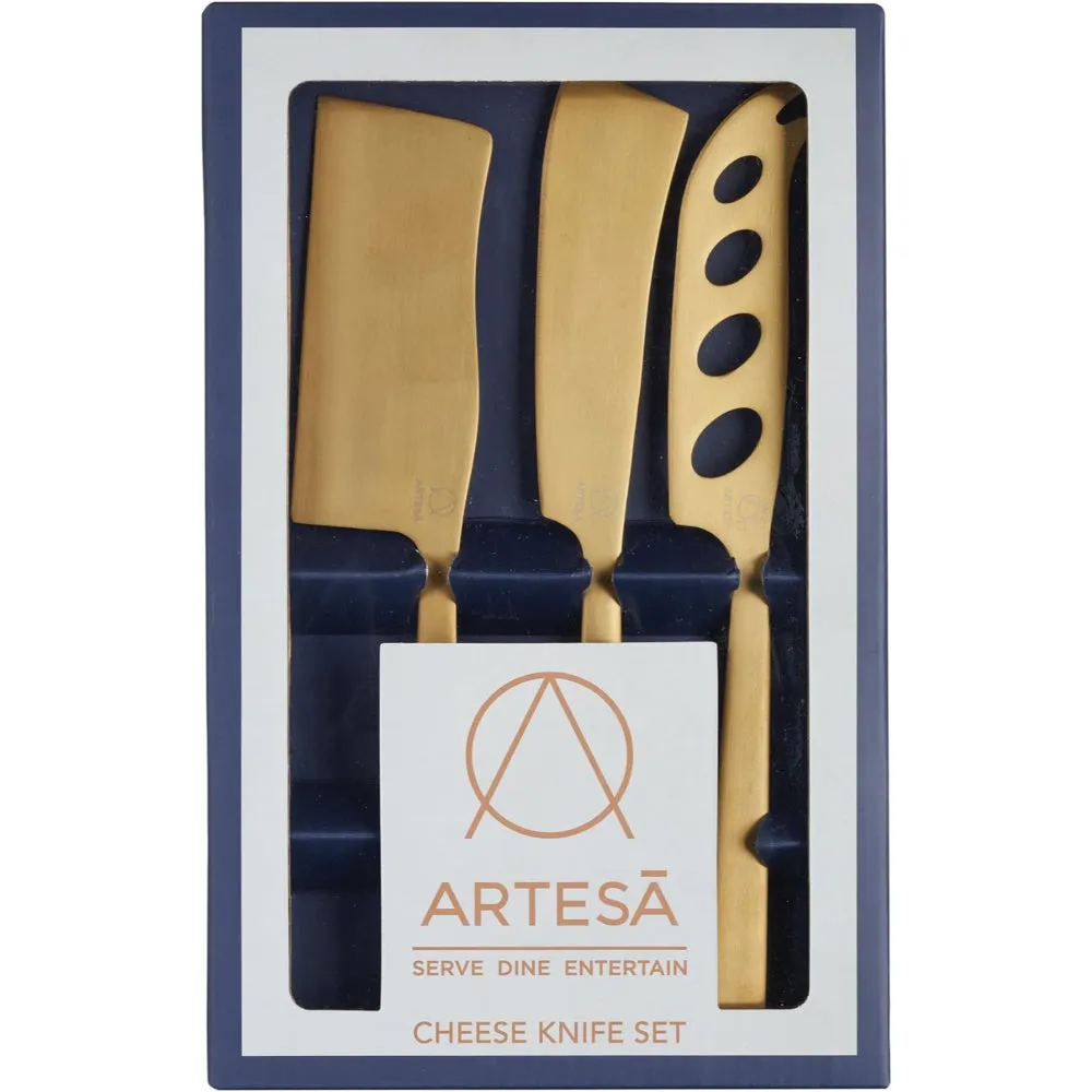 Art Cheese Knife Set Of 3 Brass