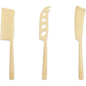 Art Cheese Knife Set Of 3 Brass