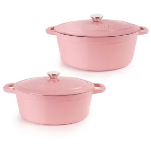 BergHOFF Neo 4pc Cast Iron Cookware Set, 5qt. & 8qt., Pink