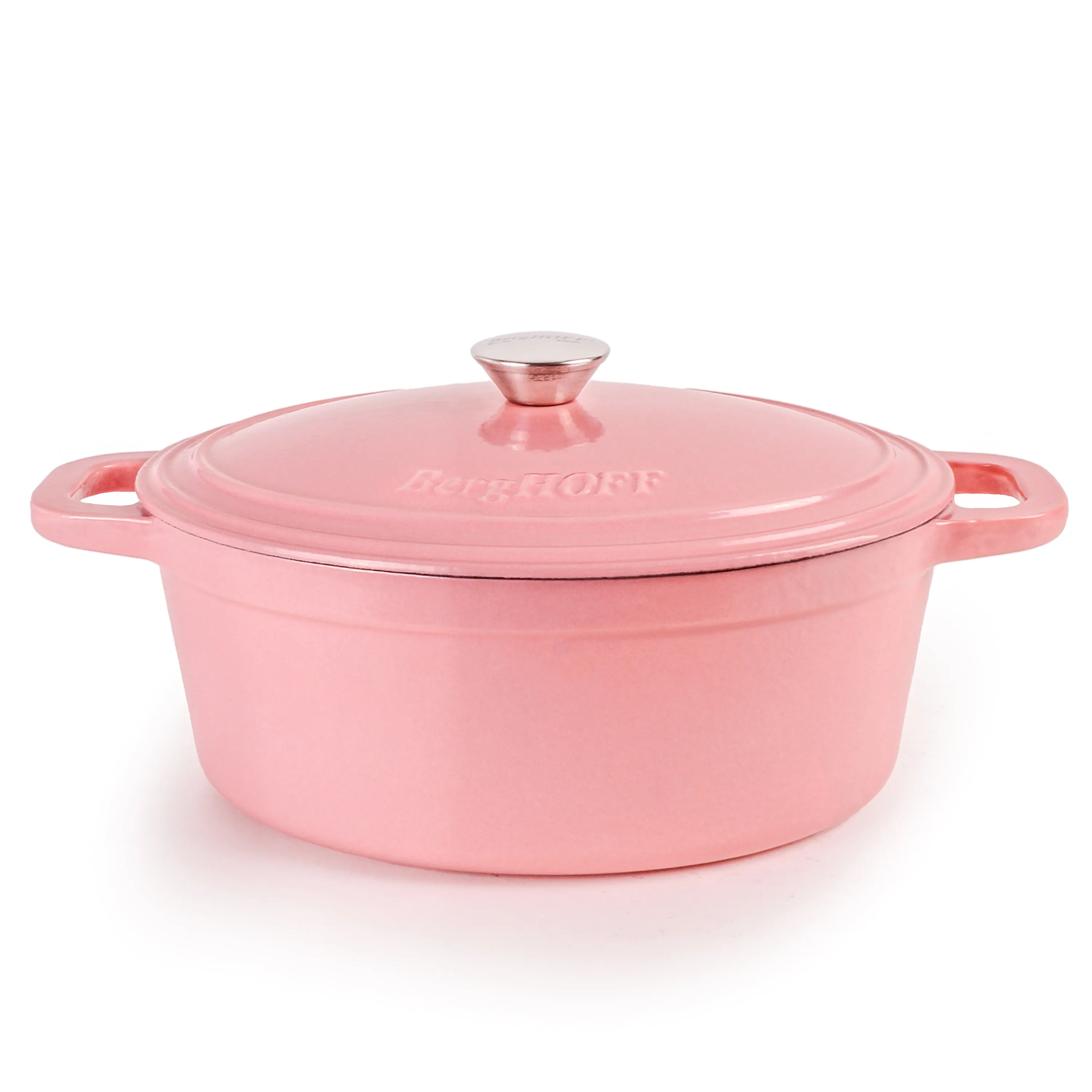 BergHOFF Neo 5pc Cast Iron Dutch Oven Set with 10" Fry Pan, 3qt. & 5qt., Pink