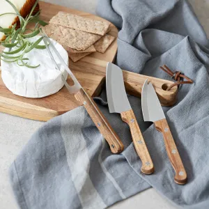 Boxed Set of Three Cheese Knives with Acacia Wood Handles