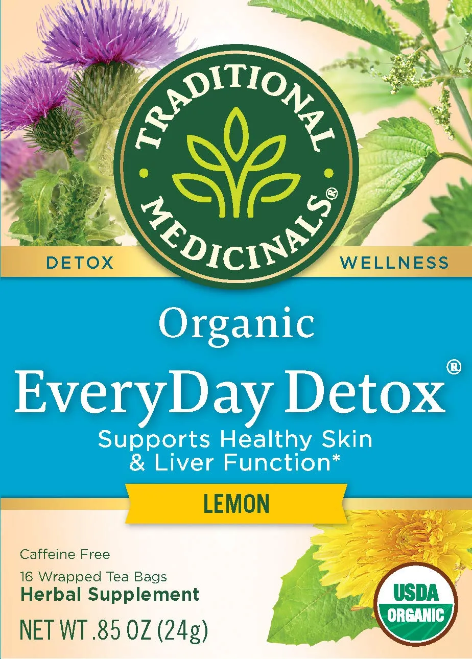 [Bundle Of 2] Traditional Medicinals Organic Everyday Detox Lemon Tea, 16 Bags Exp: 03/26