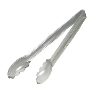 Cambro 12TGS135 Lugano Scallop Grip Tongs, Clear, 12"