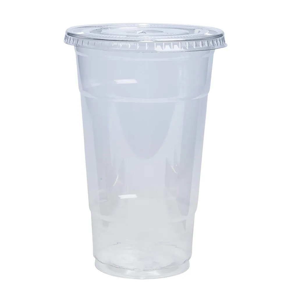 [Case of 500] 24 oz. Plastic Cups With Flat Lids