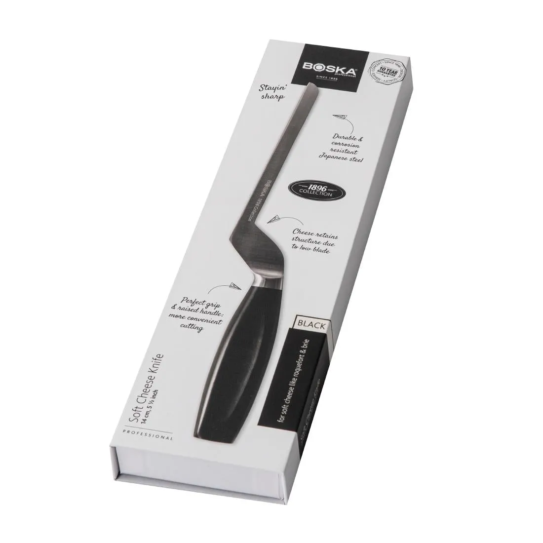 CU107 Boska Soft Cheese Knife Black Handle 140mm