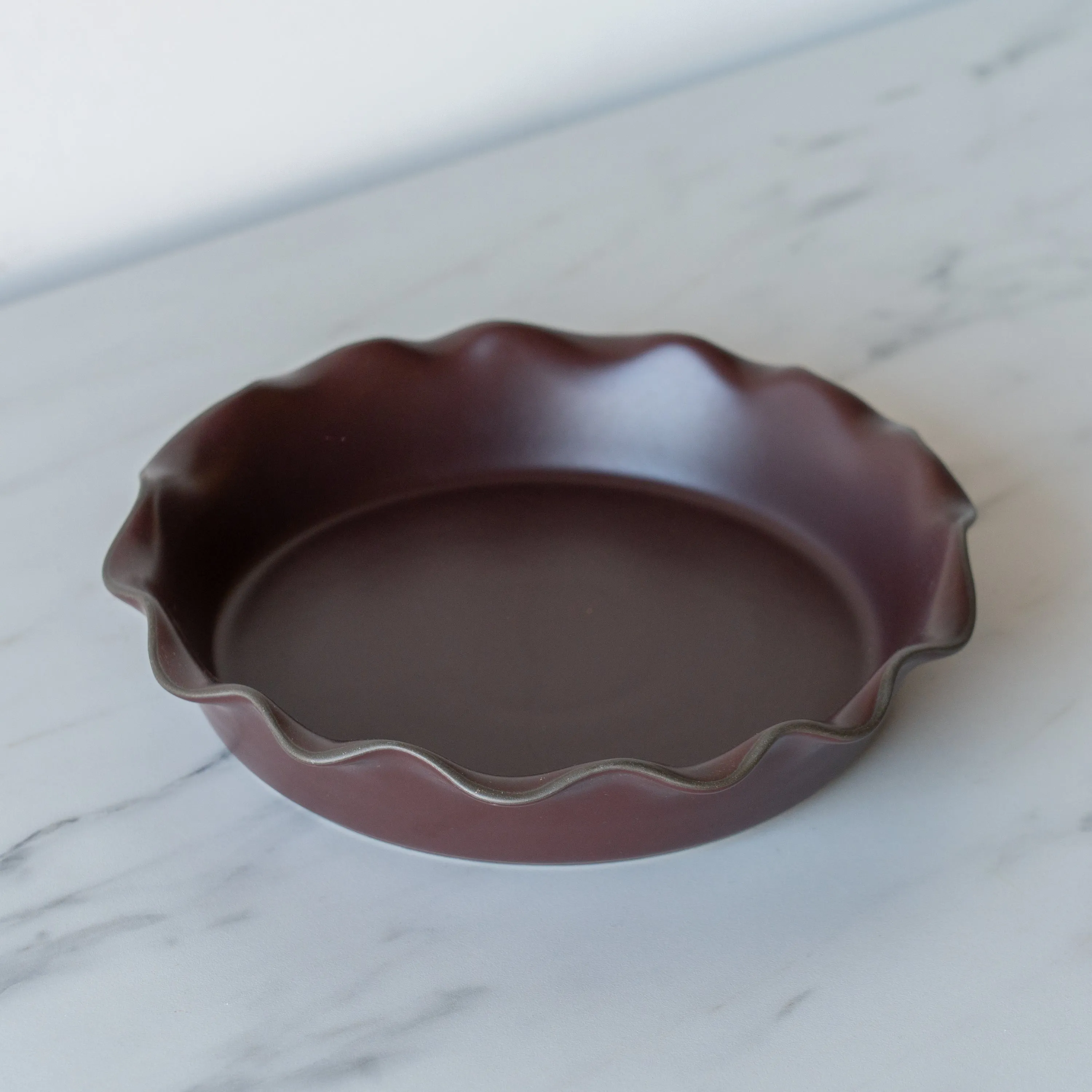 Dark Brown Stoneware Pie Dish