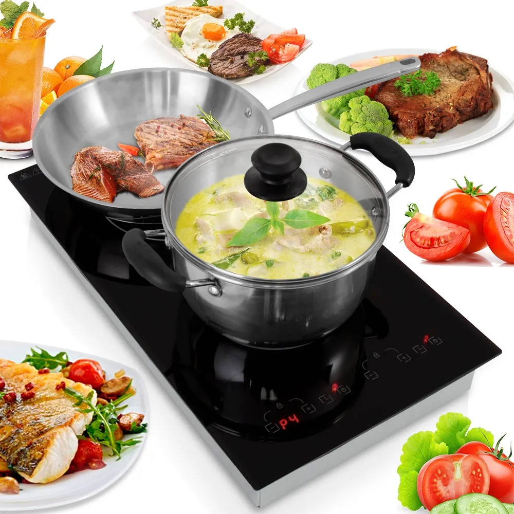 Dual Induction Cooktop - Double Countertop Burner With Digital Display, Adjustable Temp Settings