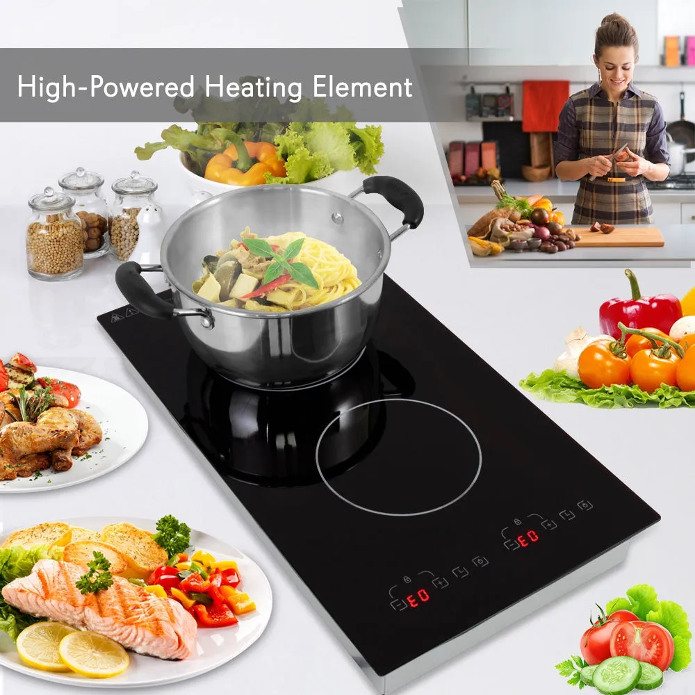 Dual Induction Cooktop - Double Countertop Burner With Digital Display, Adjustable Temp Settings