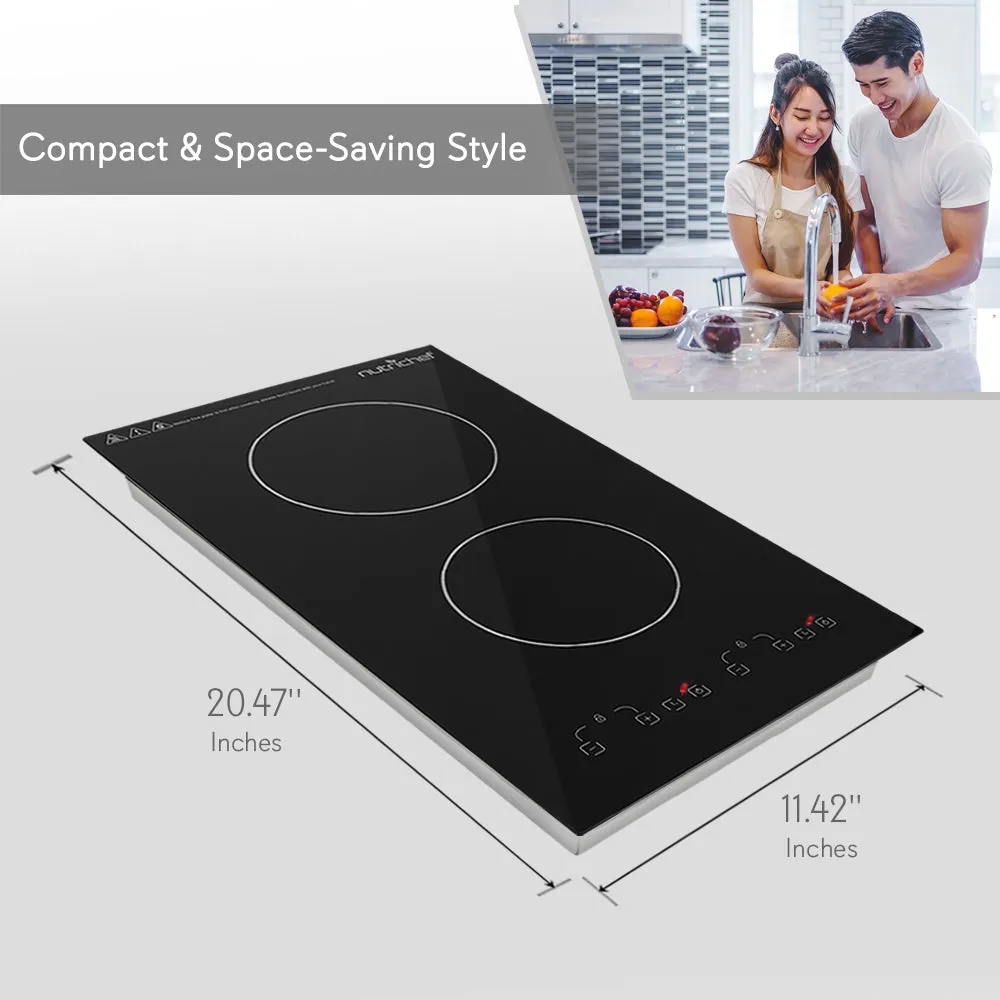 Dual Induction Cooktop - Double Countertop Burner With Digital Display, Adjustable Temp Settings