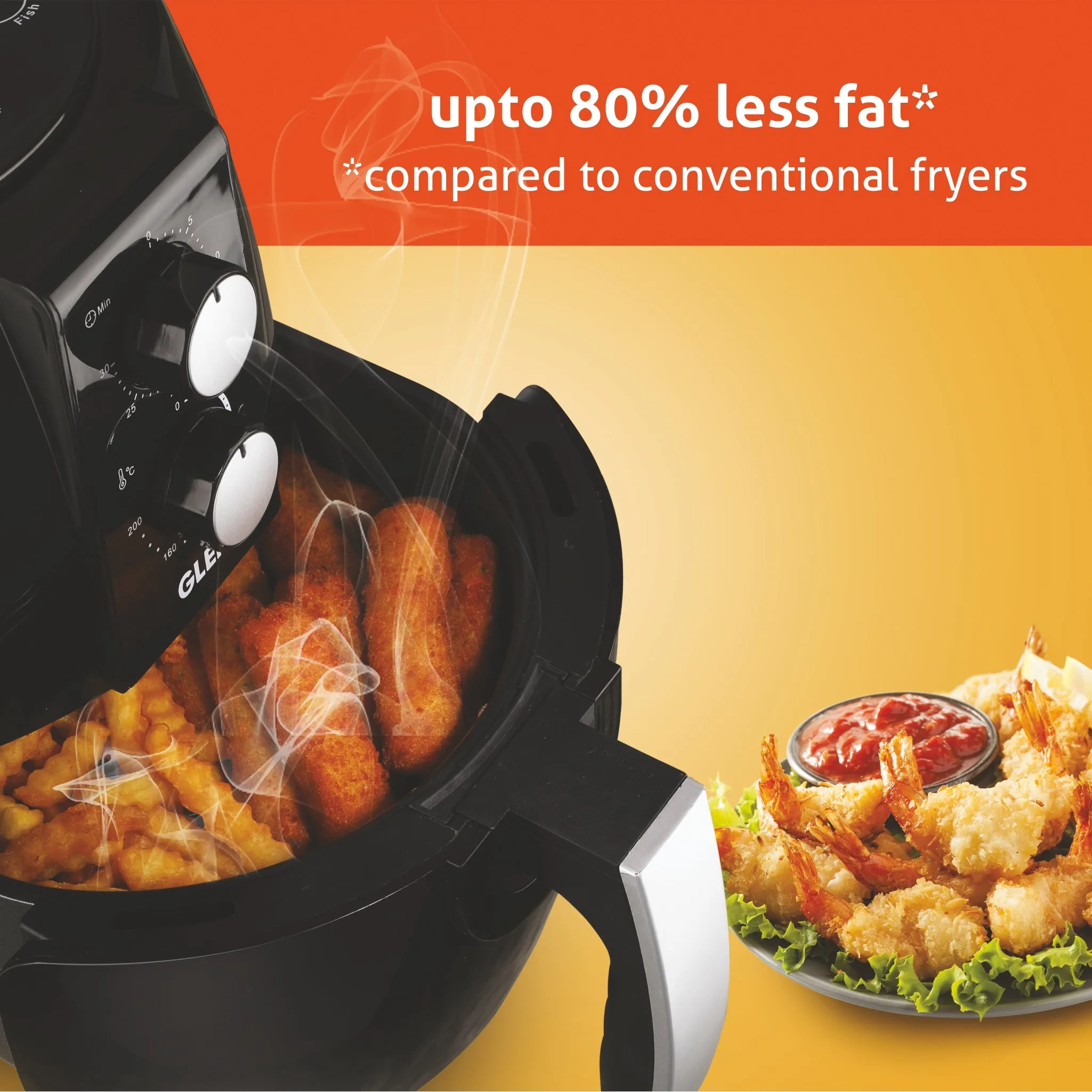 Electric Rapid Fryer 3.8 Litres, 1350W, Temperature Control, Removable Frying Basket - Black (3048)