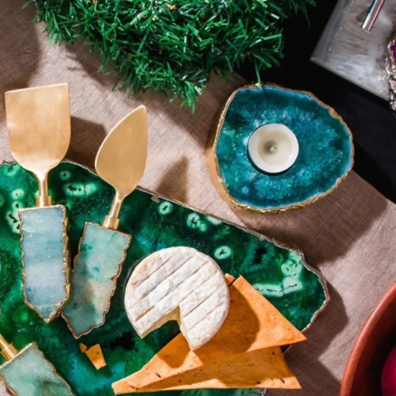 Green Aventurine Cheese Knives Set of 3 Pcs