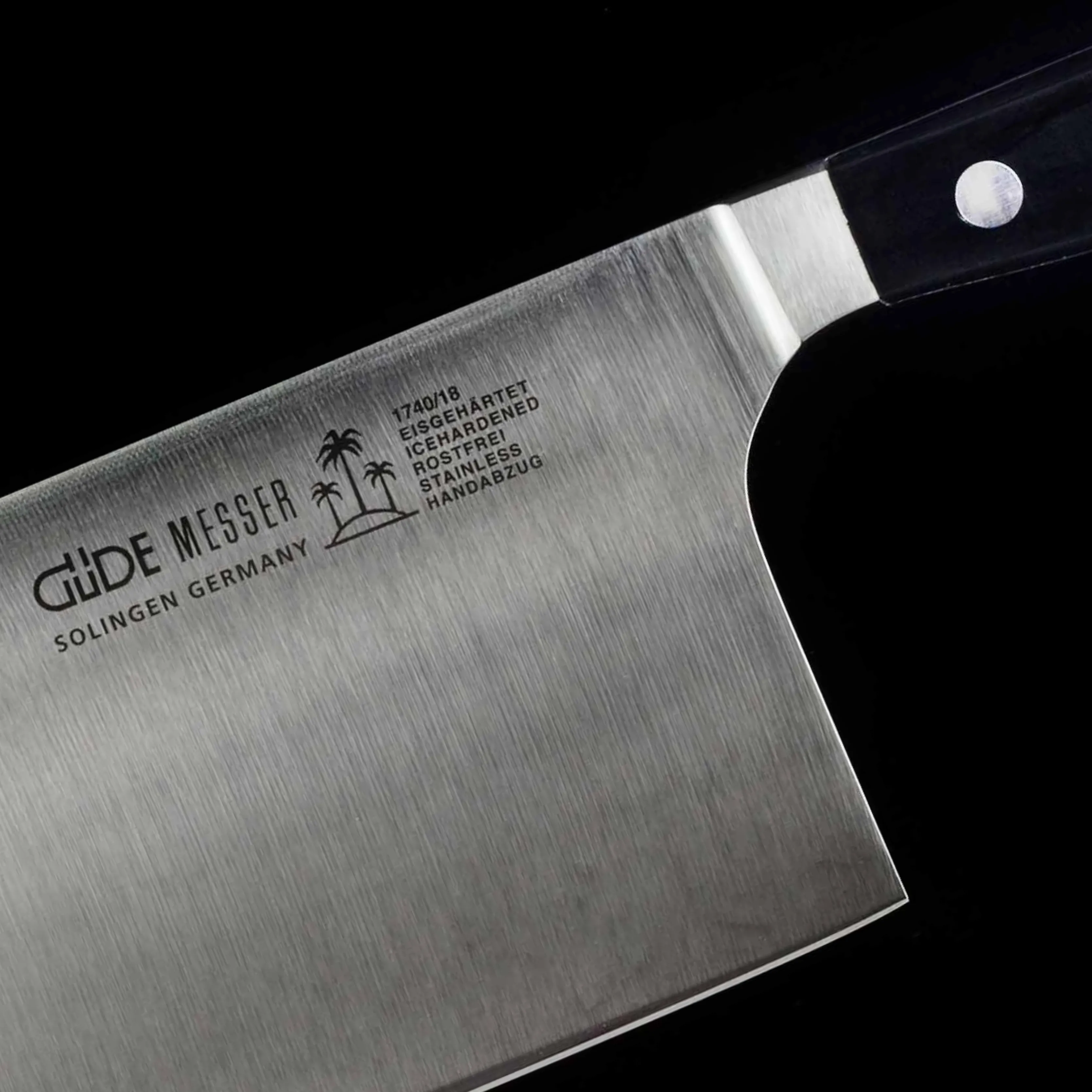 Gude Alpha Cleaver Knife With Black Hostaform Handle, 7-in.