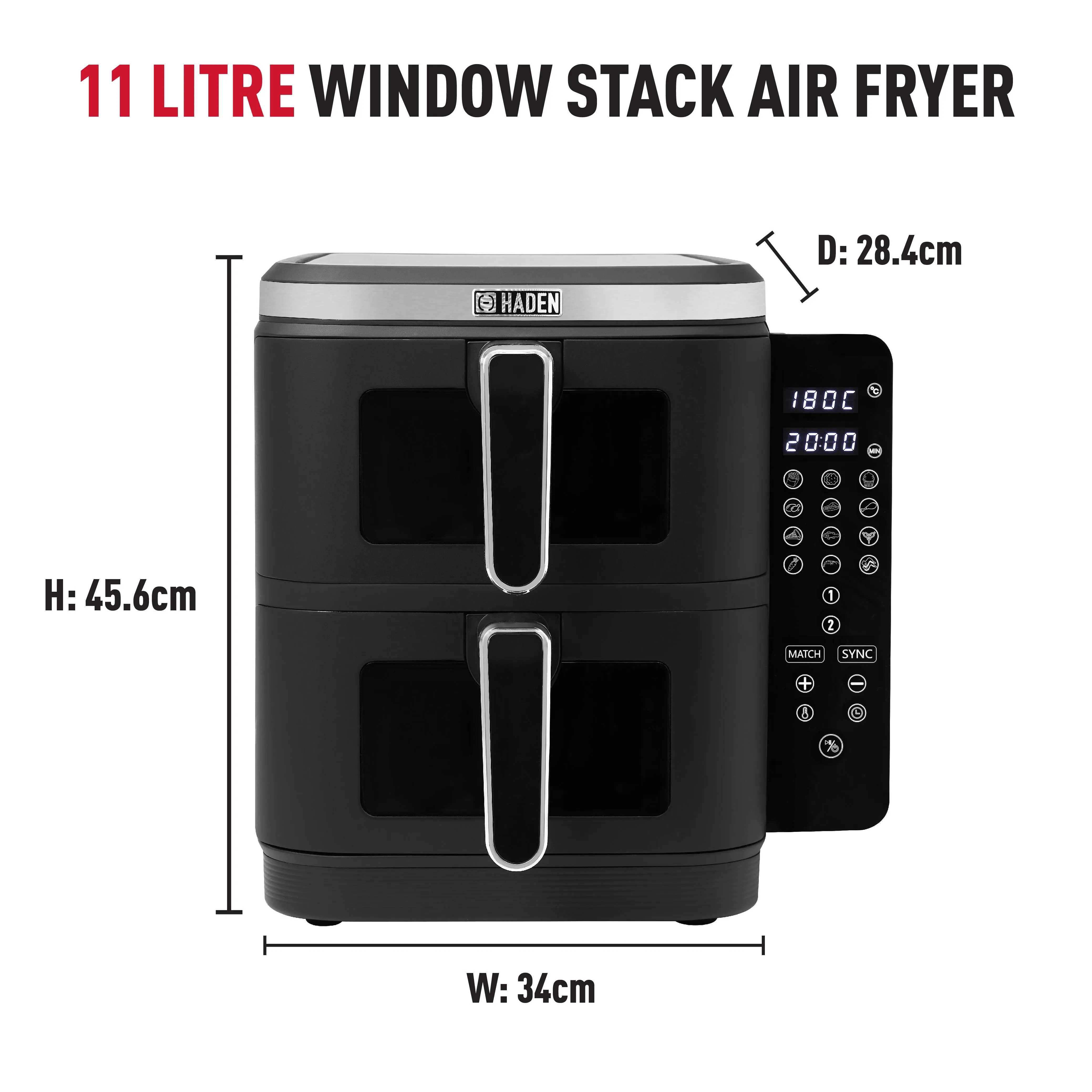 Haden 11L Double Stack Air Fryer With Window