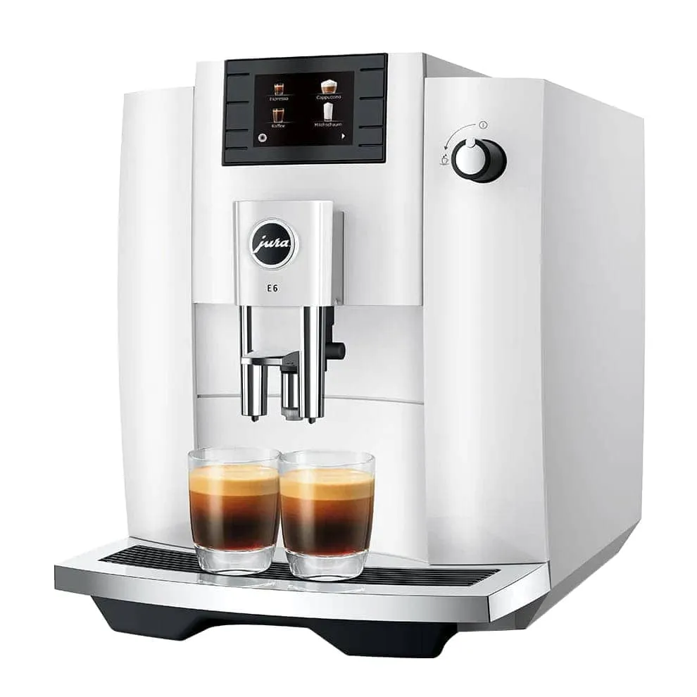 Jura E6 Super Automatic Espresso Machine - Piano White