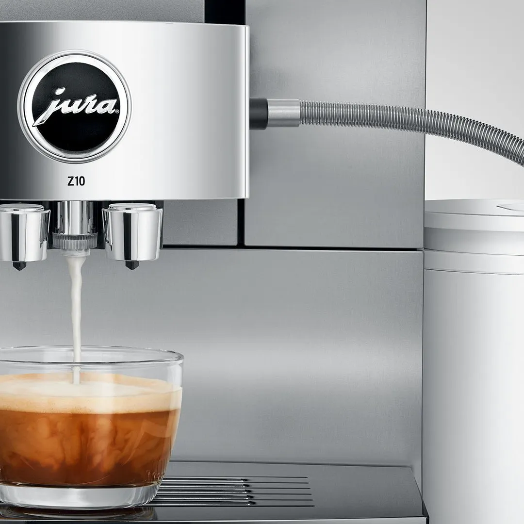 JURA Z10 Aluminum White Super Automatic Espresso Machine, Makes 32 Hot and Cold Beverages #15361