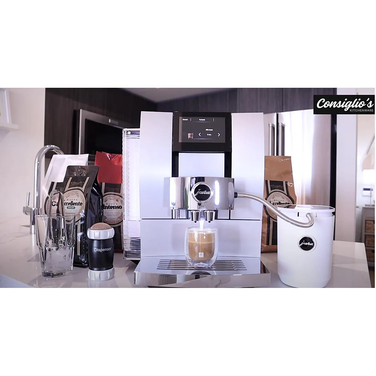 JURA Z10 Aluminum White Super Automatic Espresso Machine, Makes 32 Hot and Cold Beverages #15361