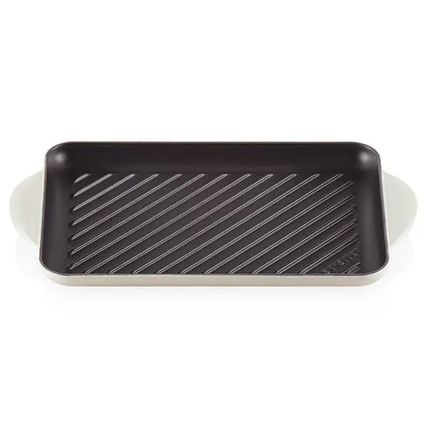 Le Creuset Cast Iron Rectangular Grill 32cm Meringue