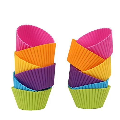 Mango Spot Silicone Baking Cups , Cupcake Liners , Truffle Cups - 12 Pack, 6 Colors