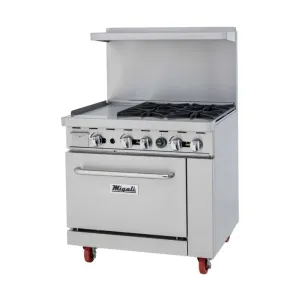 Migali C-RO4-12GL-NG 36” Four Burner Natural Gas Range with 12” Griddle