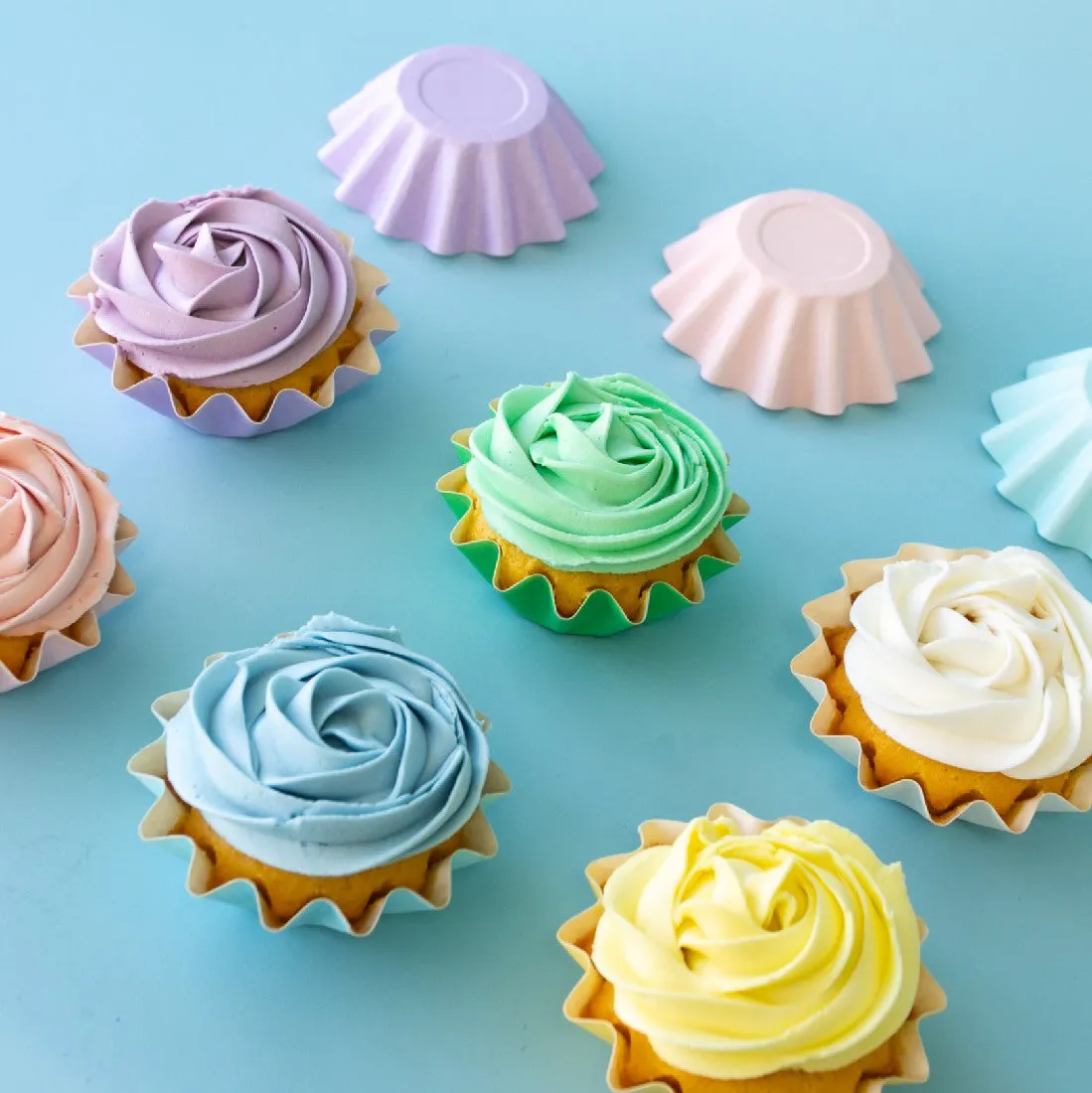 Pastel Mix Bloom Baking Cups