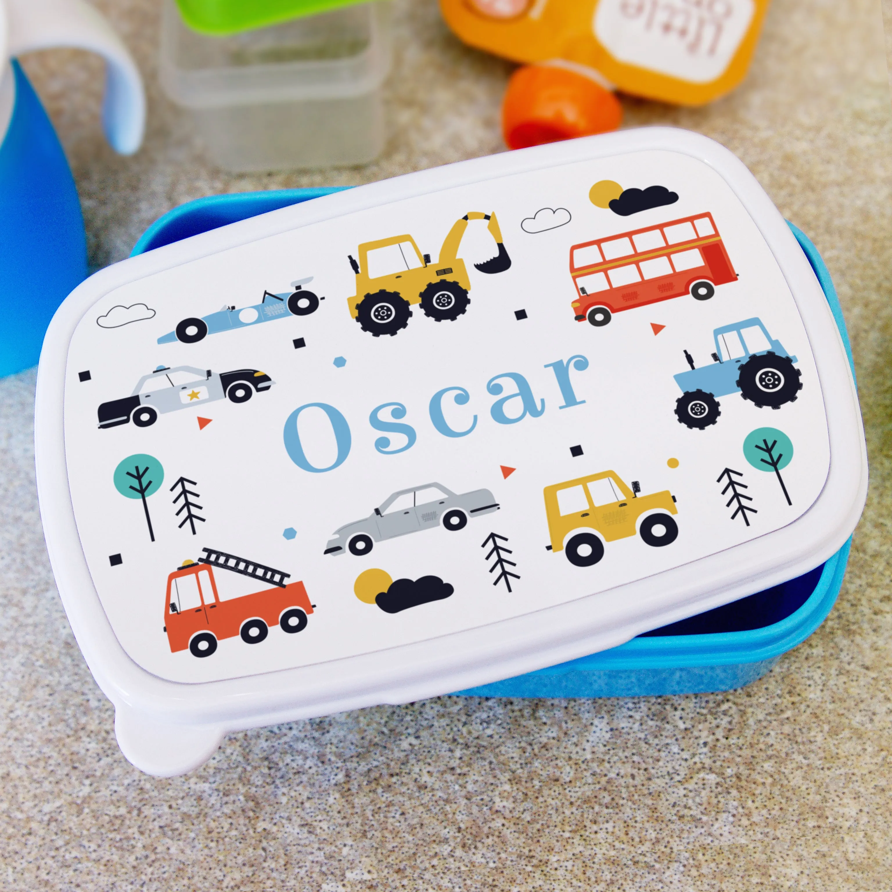 Personalised Vehicles Blue Lunch Box