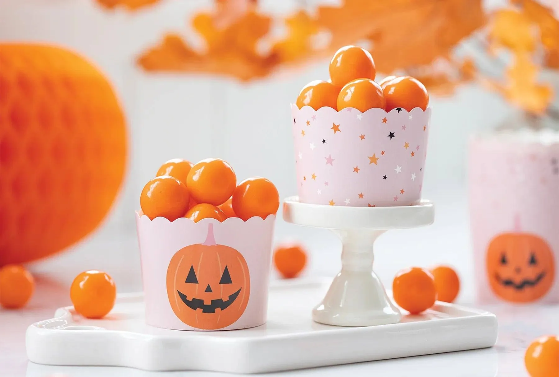 Pink Stars and Jackolantern Food Cups (36 pcs)