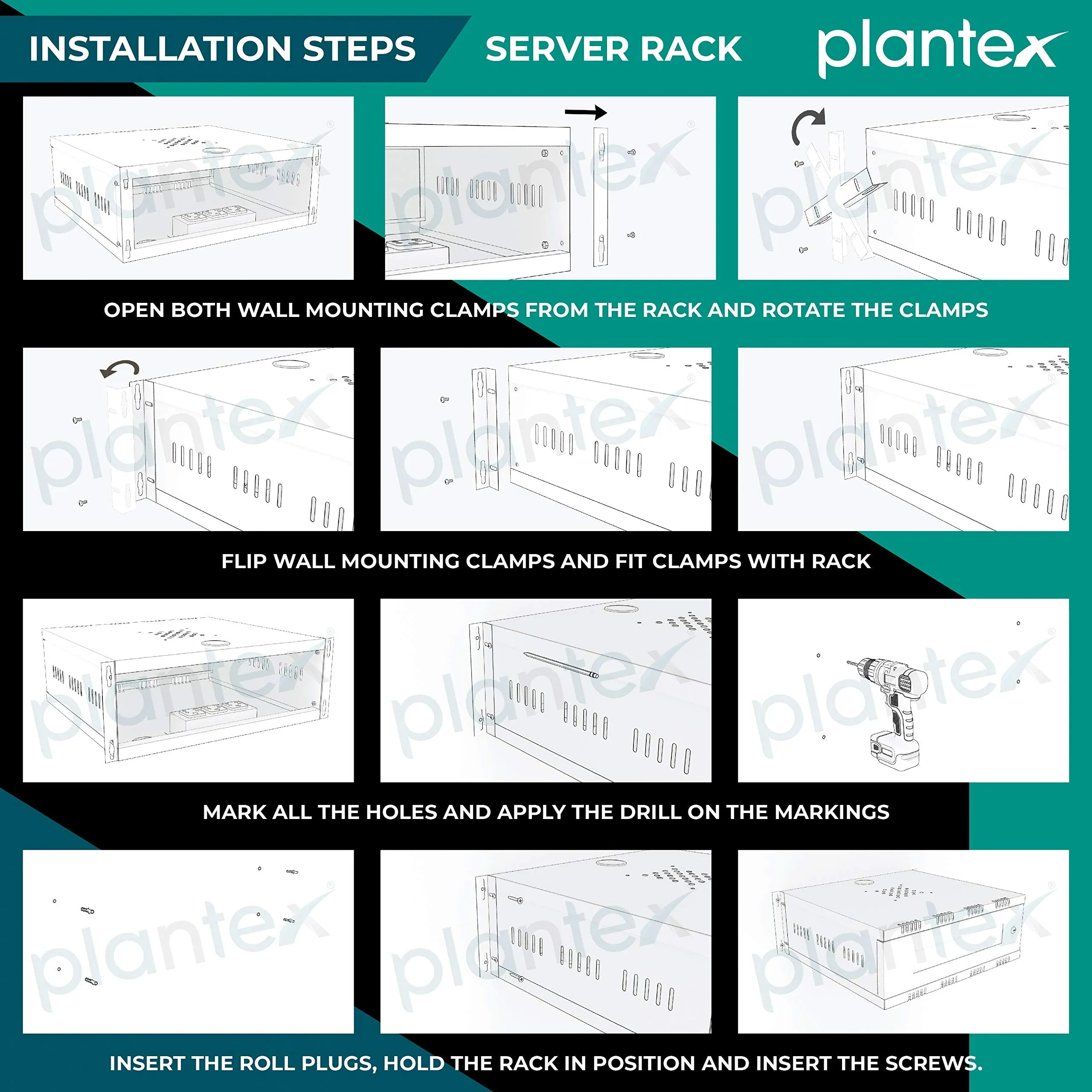 Plantex CCTV/Dvr/Nvr Cabinet Box/Dvr Wall Mount Rack with Lock/Network Rack/Server Rack with Power Socket - 3U , Chrome