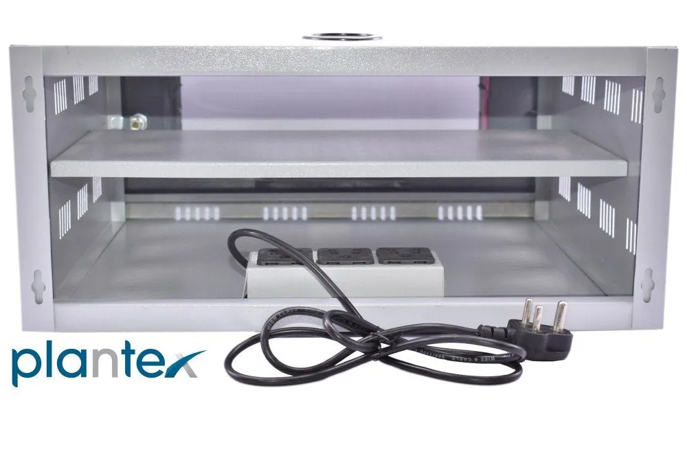 Plantex CCTV/Dvr/Nvr Cabinet Box/Dvr Wall Mount Rack with Lock/Network Rack/Server Rack with Power Socket - 3U , Chrome