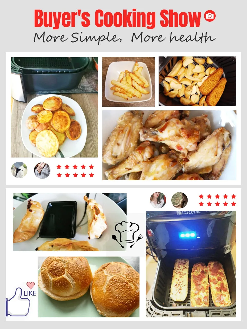 Proscenic T21 Air Fryer, 5.5L with Touch Screen Panel, APP and Voice Control, Nonstick Basket, Recipe Book, BPA and PFOA Free