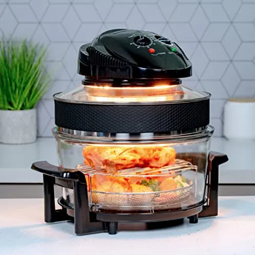 Quest 43850 Multi-Function Halogen Oven / Healthy Air Fryer / 17L Capacity with 5L Extender Ring / 60 Minute Timer / Self-Cleaning Function / 125-250°C Temperature Control