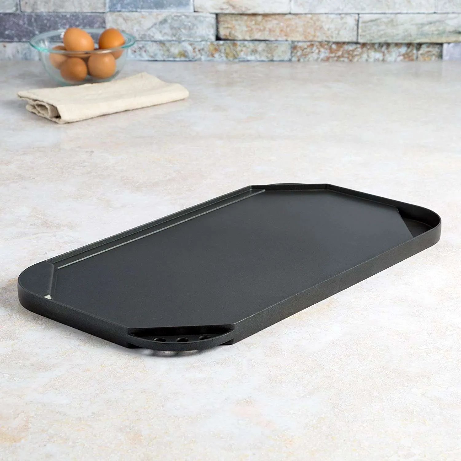 Reversible 19.5” x 11” Grill/Griddle Pan, Non-Stick, Dishwasher Safe - Ecolution