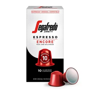 Segafredo Zanetti Forte Espresso Capsules, Extra Dark Roast, Intensity 12, Compatible with Nespresso Original Machines, 10 Count Aluminum Pods