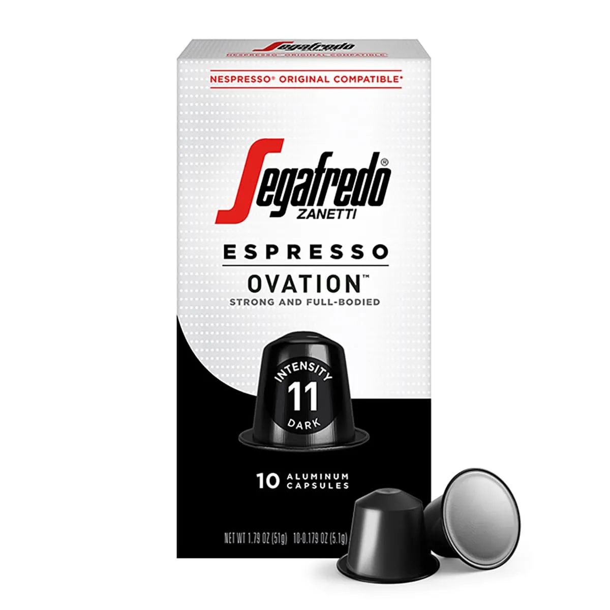 Segafredo Zanetti Forte Espresso Capsules, Extra Dark Roast, Intensity 12, Compatible with Nespresso Original Machines, 10 Count Aluminum Pods