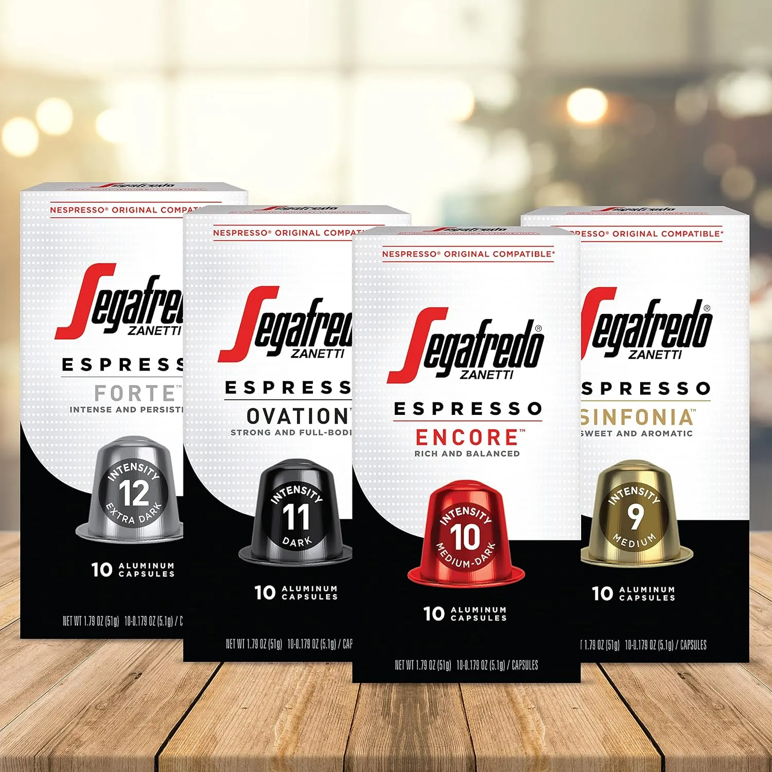 Segafredo Zanetti Forte Espresso Capsules, Extra Dark Roast, Intensity 12, Compatible with Nespresso Original Machines, 10 Count Aluminum Pods