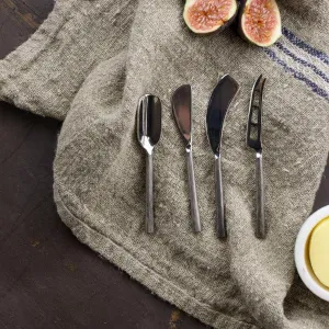 Set of Four Hand-Forged Cheese Knives - Brushed Silver