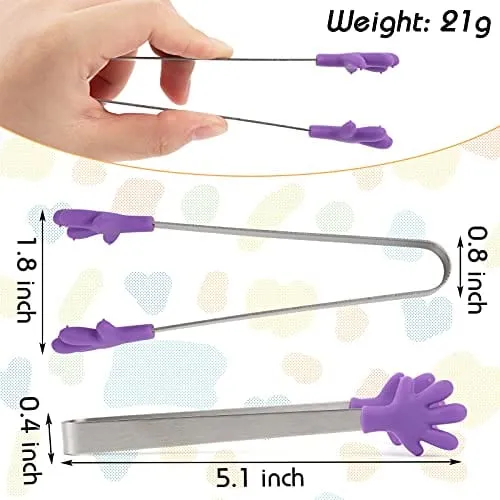 Shindel Silicone Mini Tongs, 8PCS Kids Tongs Cooking Tongs, Kitchen Gadgets