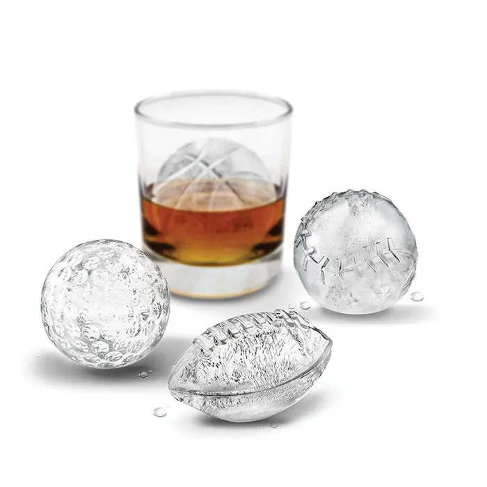 Sports Ball Ice Molds (Set of 4) Includes Football Baseball Golf Basketball