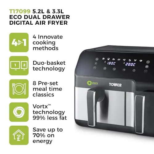 Tower Eco Dual Drawer Air Fryer (New)